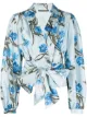 Image 1 of Alberta Ferretti floral-print cropped satin blouse