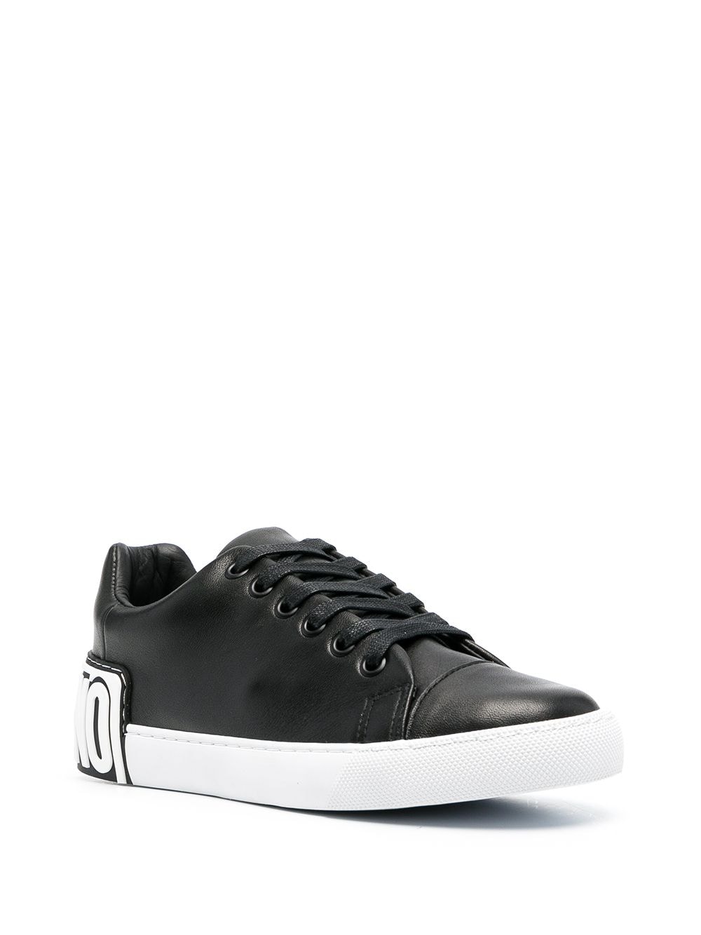 Shop Moschino Low-top Logo Heel Sneakers In Black