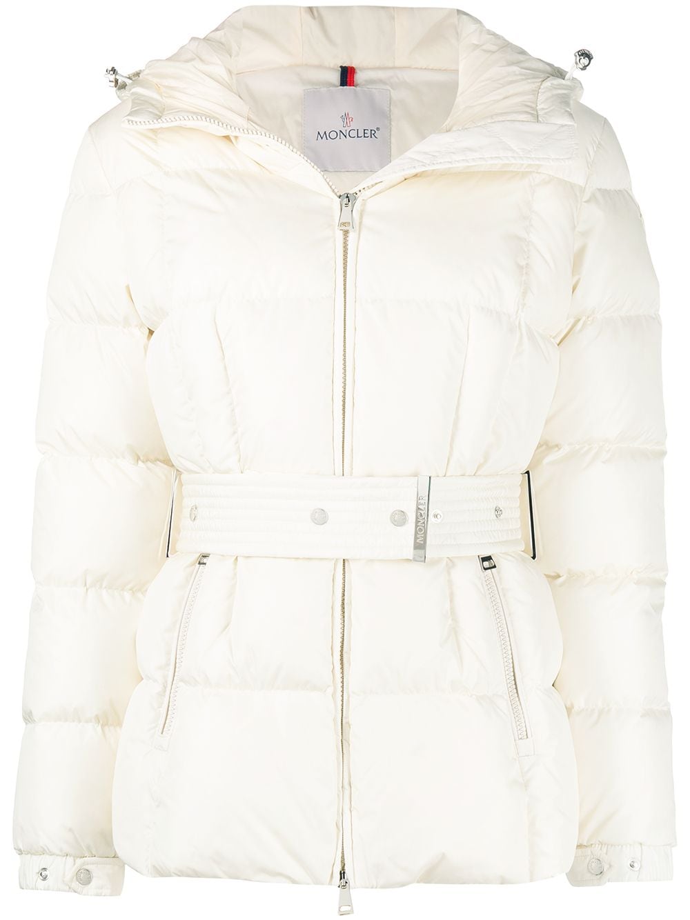 Moncler Belted Padded Jacket In White