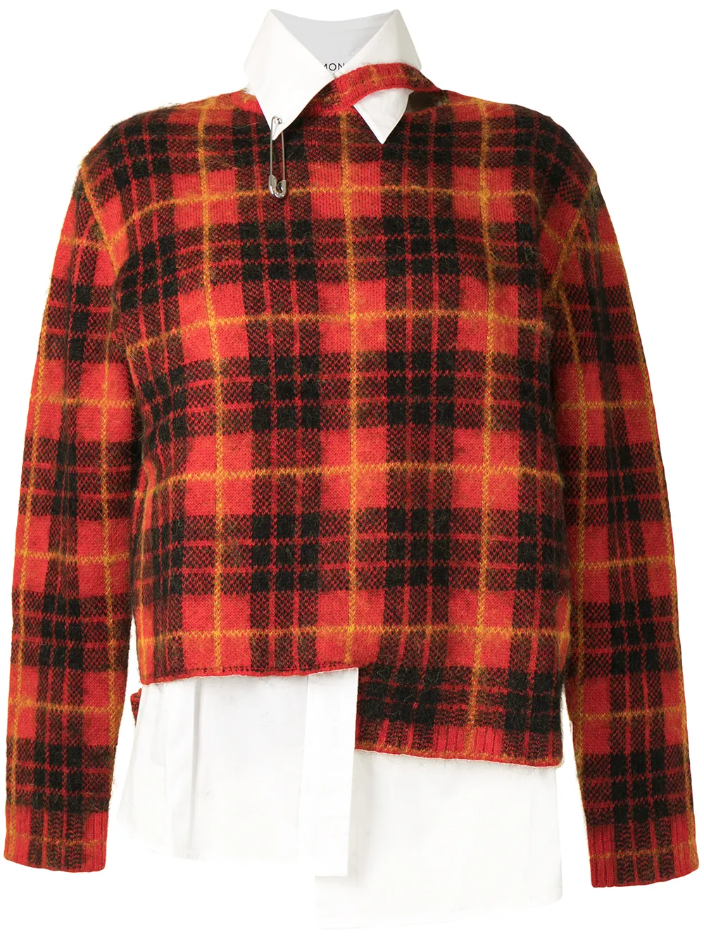 

Monse Crooked-Tail tartan layered shirt jumper