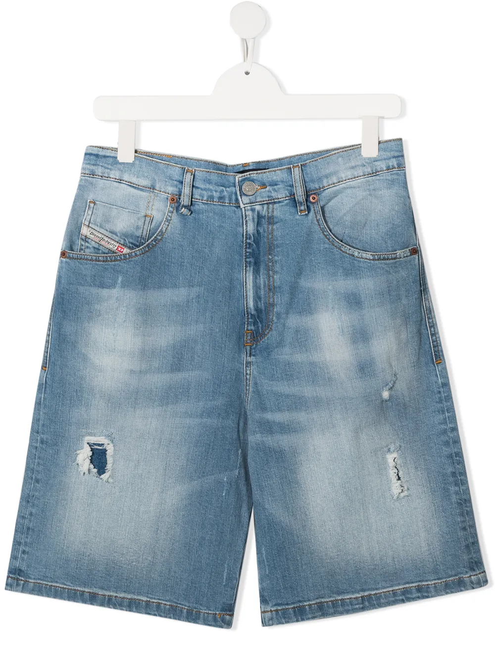 Diesel Kids джинсовые шорты с эффектом потертости
