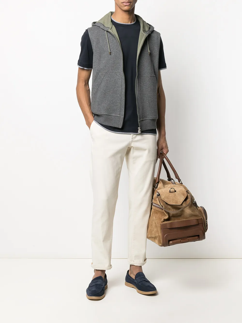 Brunello Cucinelli T-shirt met geborduurd logo - Blauw