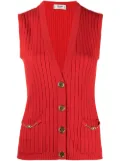 Celine Pre-Owned 1980s ribbed knit vest - Red