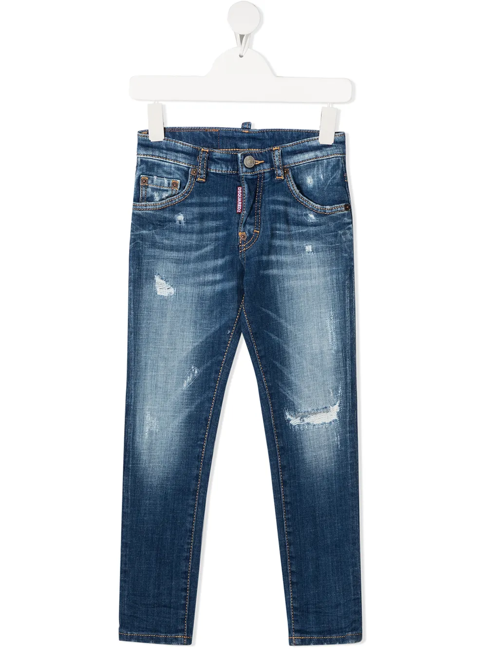 

Dsquared2 Kids jeans rectos con detalles rasgados - Azul