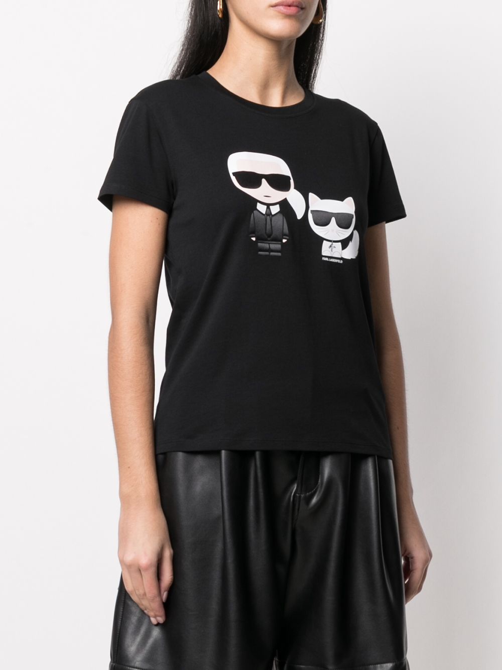 Shop Karl Lagerfeld Karl And Choupette Ikonik T-shirt In Black