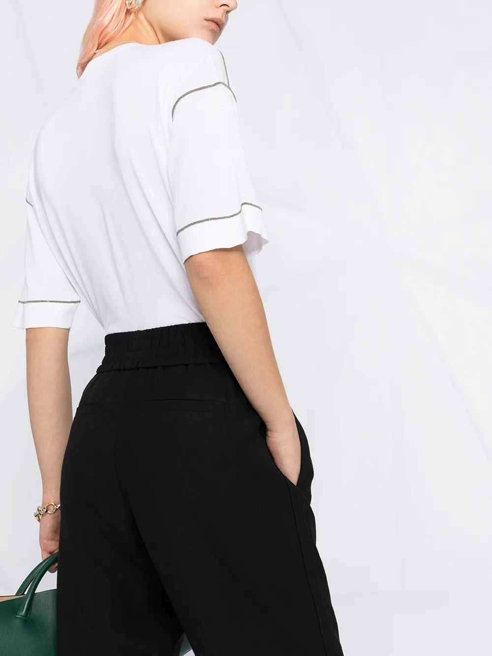  Brunello Cucinelli Elasticated Waistband Cropped Leg - Black 
