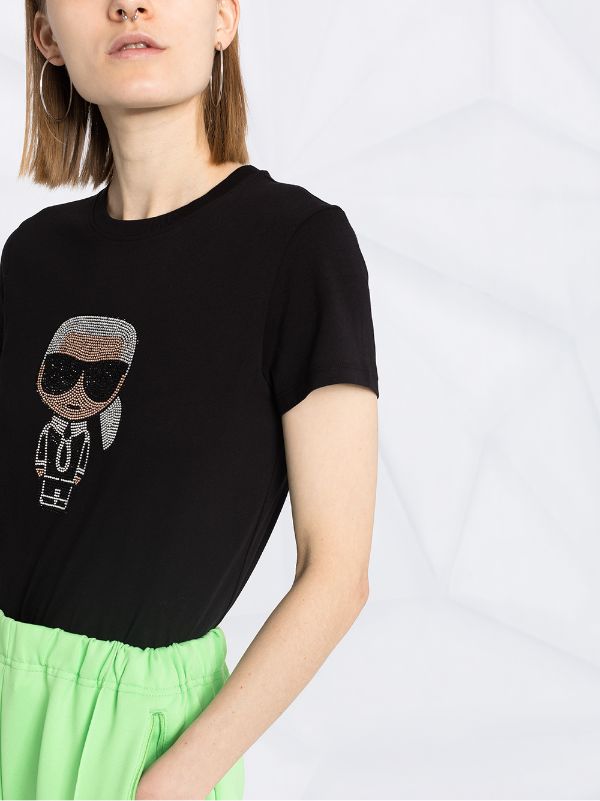 Jasje jukbeen Champagne Karl Lagerfeld crystal-embellished T-shirt - Farfetch
