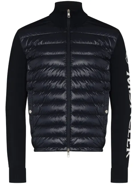 Moncler Jaqueta matelassê com zíper e estampa de logo