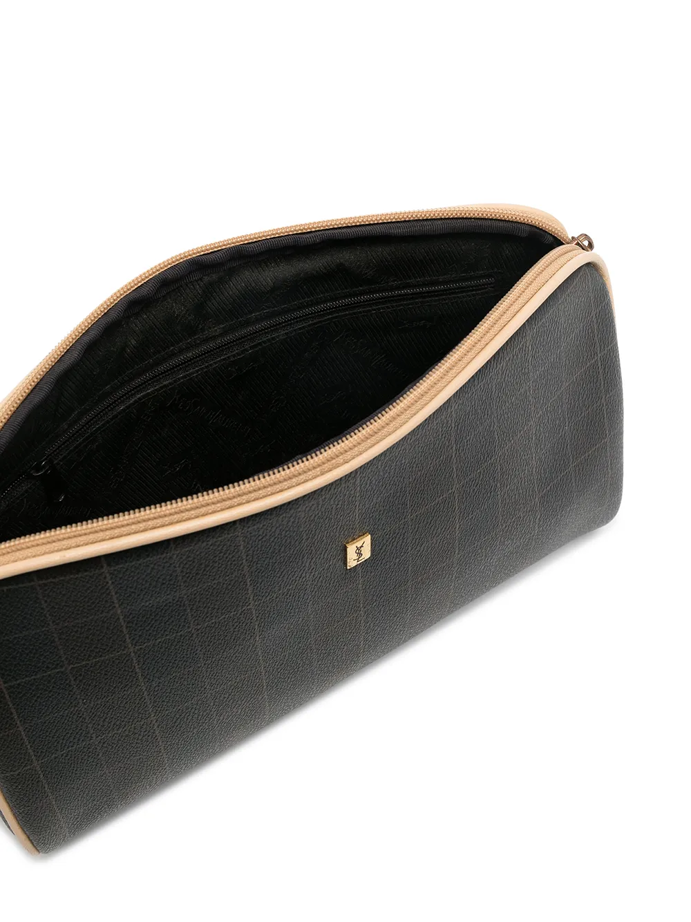 Pre-owned Saint Laurent Checked Zipped Clutch In Brown
