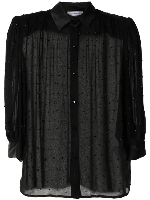 ANINE BING Rey georgette puff-sleeve blouse