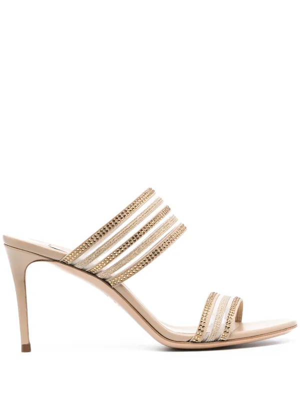 gold mule sandals