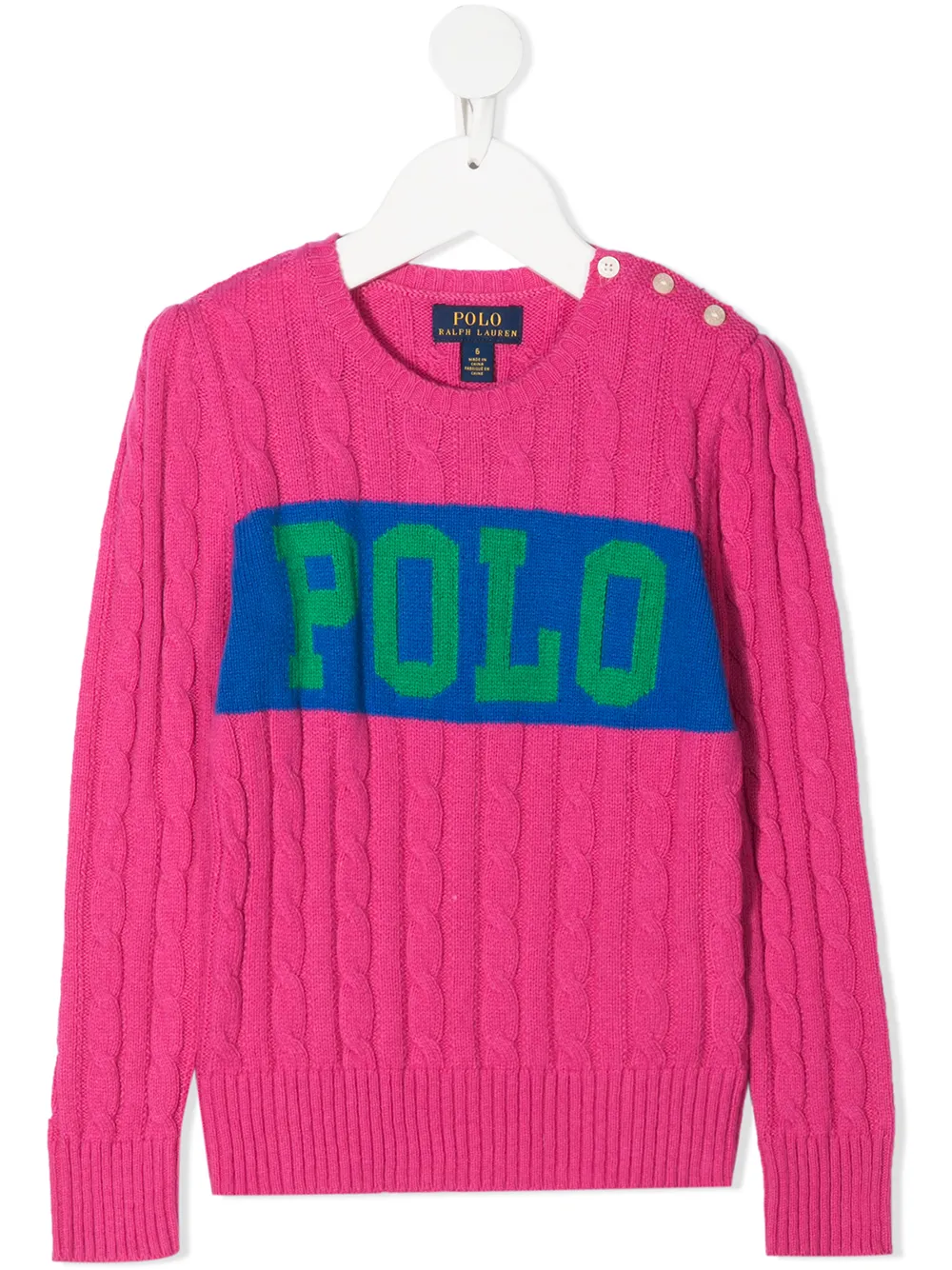 

Ralph Lauren Kids suéter en tejido de ochos - Rosado