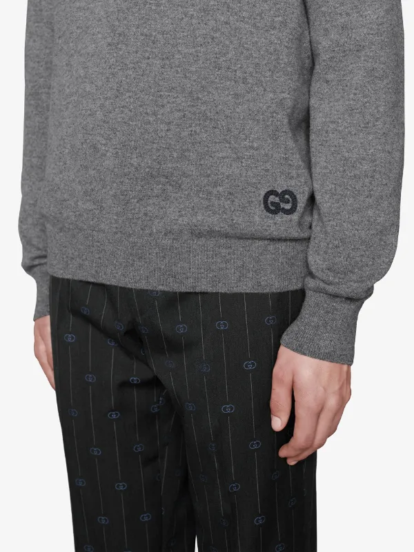Shop Gucci logo-embroidered cashmere jumper with Express Delivery ...