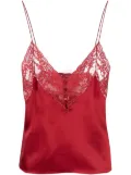 Saint Laurent lace trim silk cami - Red