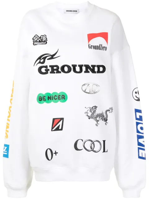 ground zero logo印花卫衣