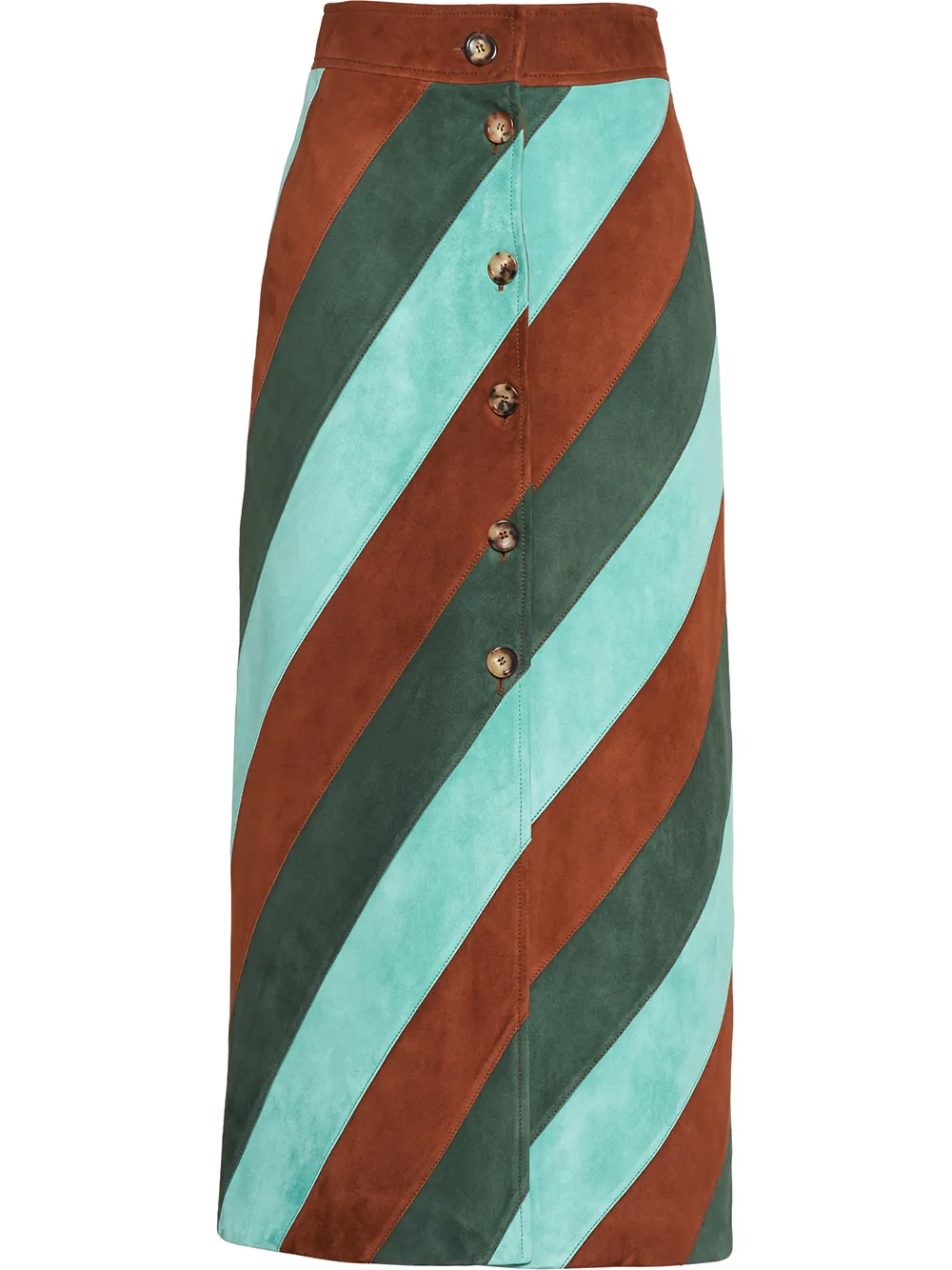 Click to view more detailed imagery on our partner's website Miu Miu Striped Suede Skirt In Green