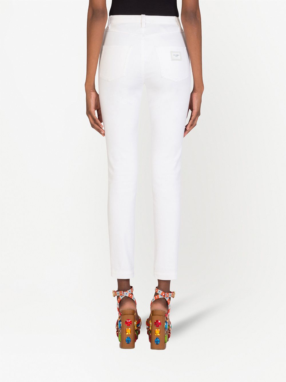 Shop Dolce & Gabbana Logo-appliqué Skinny Jeans In White