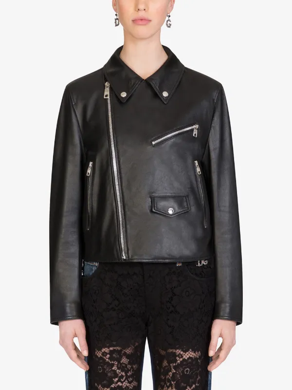 Dolce & Gabbana Leather Biker Jacket | Black | FARFETCH RO