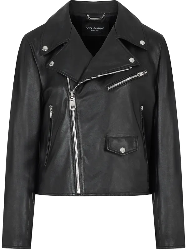 Dolce & Gabbana Leather Biker Jacket | Black | FARFETCH RO