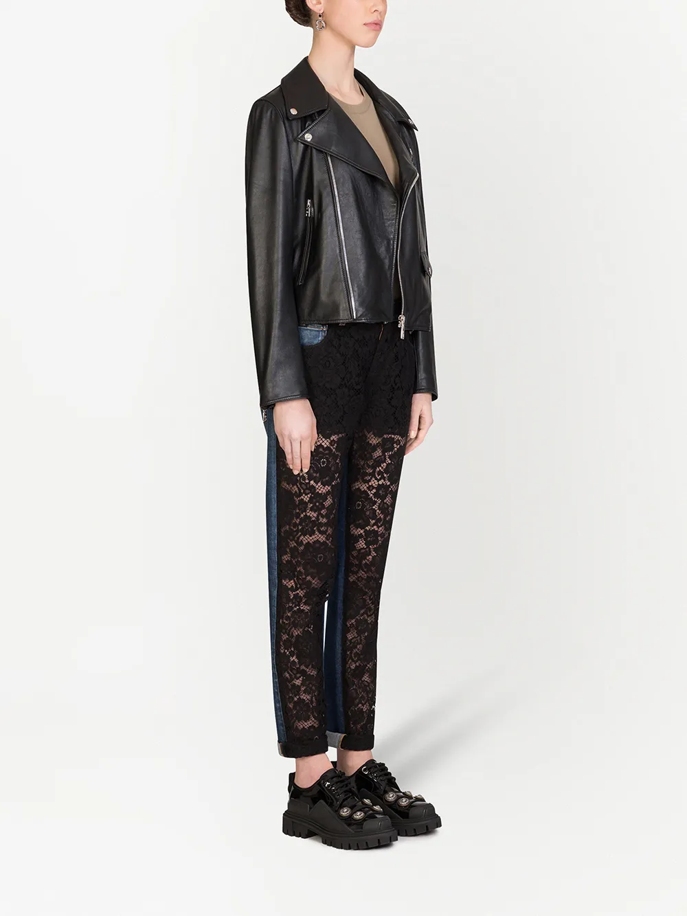 Dolce & Gabbana Bikerjack met rits - Zwart