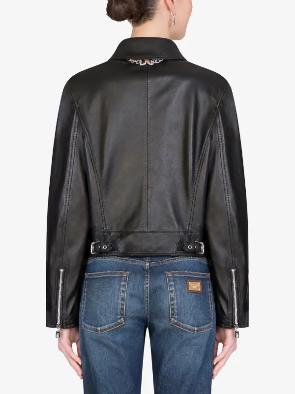 Dolce & Gabbana Leather Biker Jacket | Black | FARFETCH RO