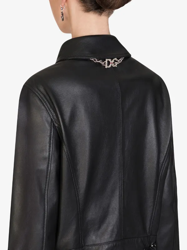 Dolce & Gabbana Leather Biker Jacket | Black | FARFETCH RO