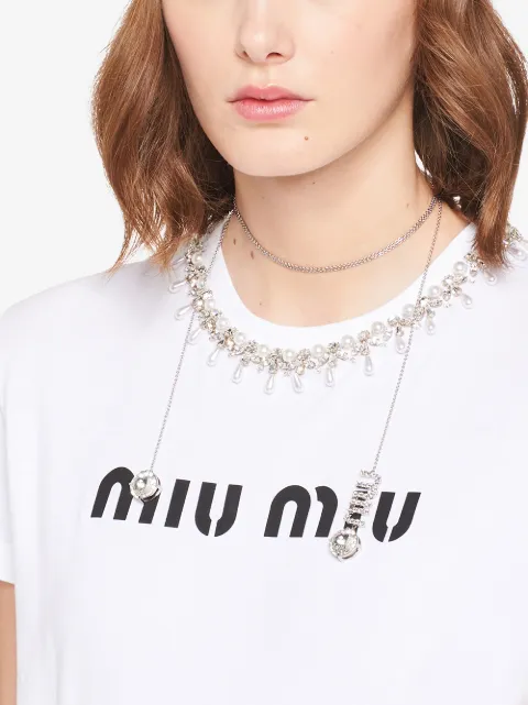 Miu Miu Crystal Embellished Wrap Necklace Farfetch