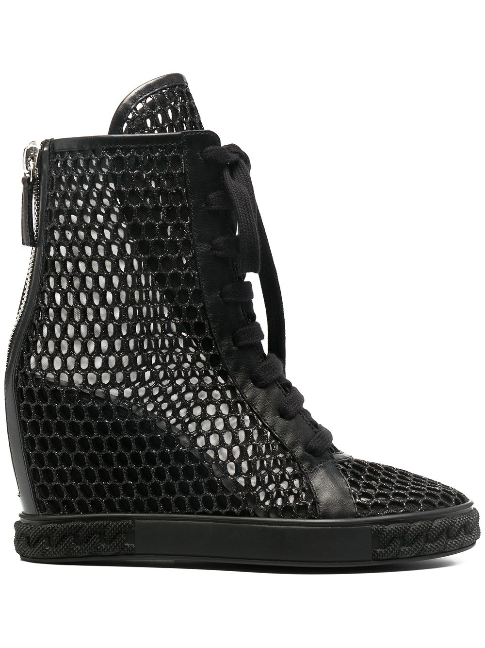 

Casadei Webster 80mm mesh wedge boots - Black