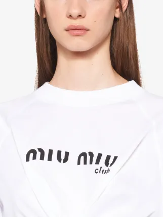 logo print knotted crop T-shirt展示图