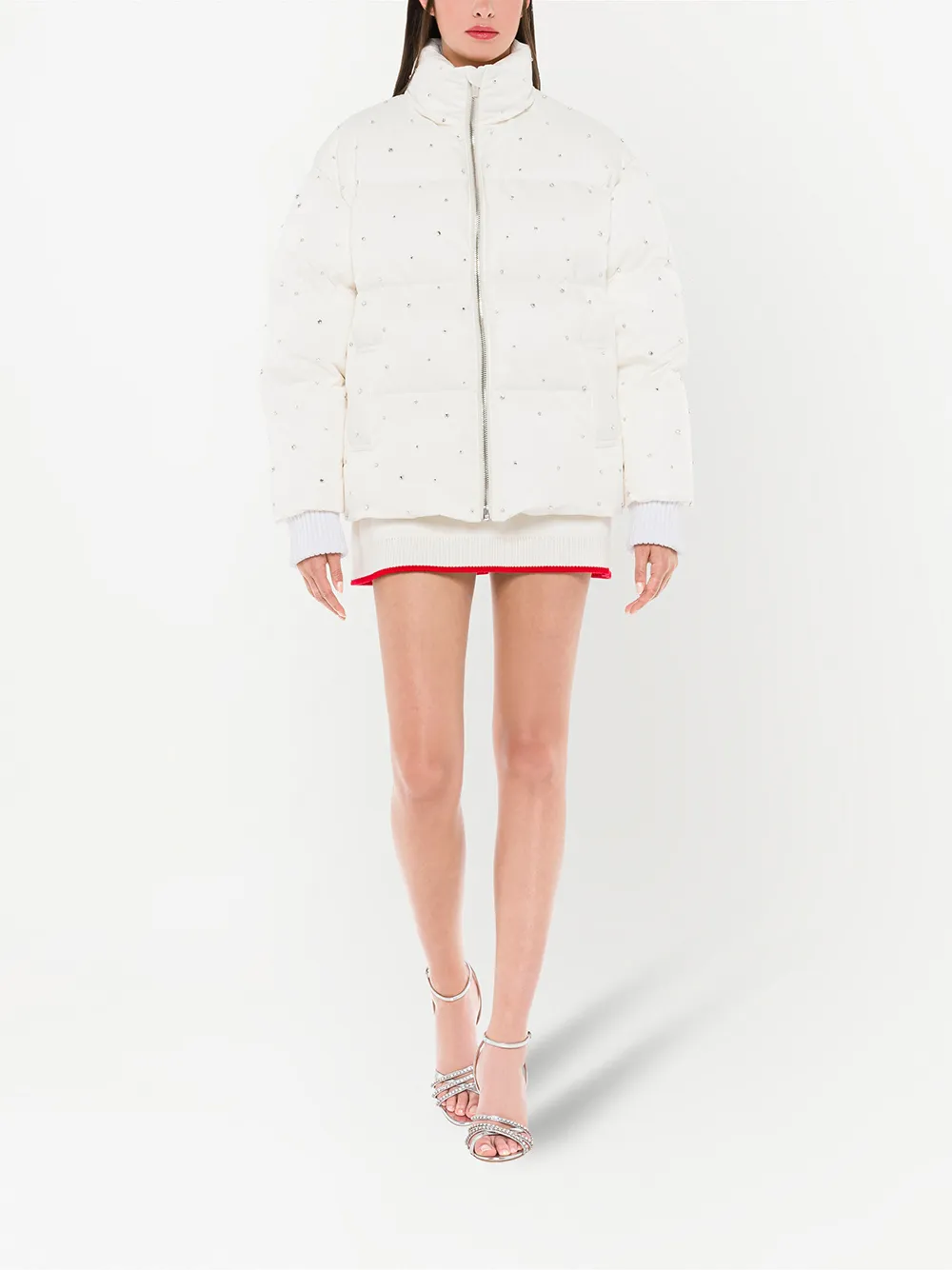 Image 2 of Miu Miu Re-Nylon crystal-embellished puffer jacket