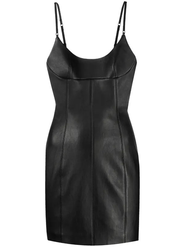black leather short dress