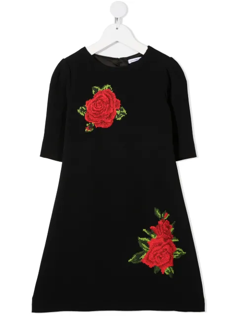 Dolce & Gabbana Kids rose-embroidered dress