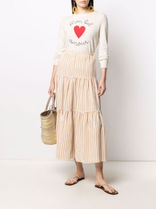 tiered striped midi dress展示图