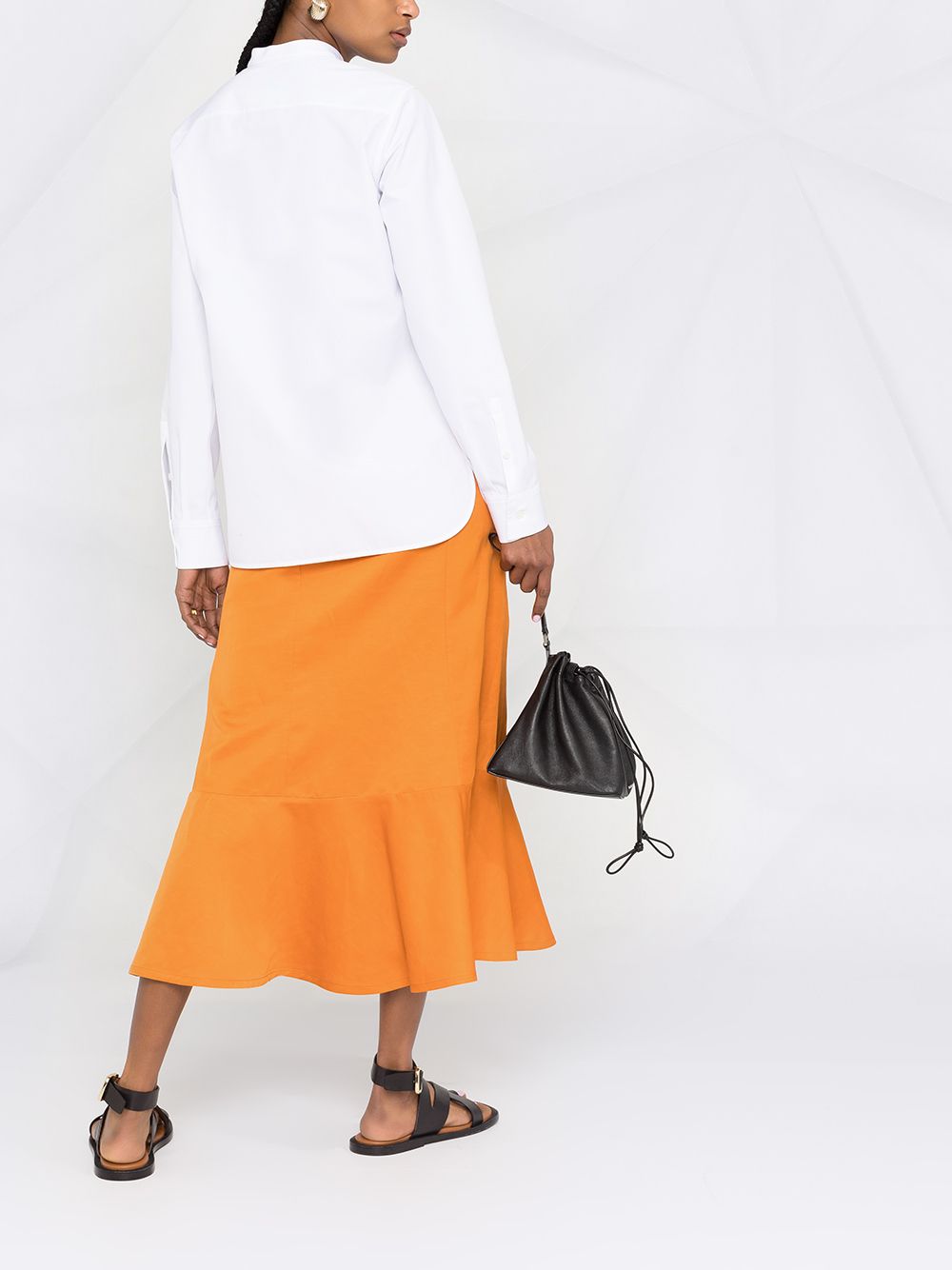 Shop Jil Sander Ruffle-hem Mid-length Skirt In Orange