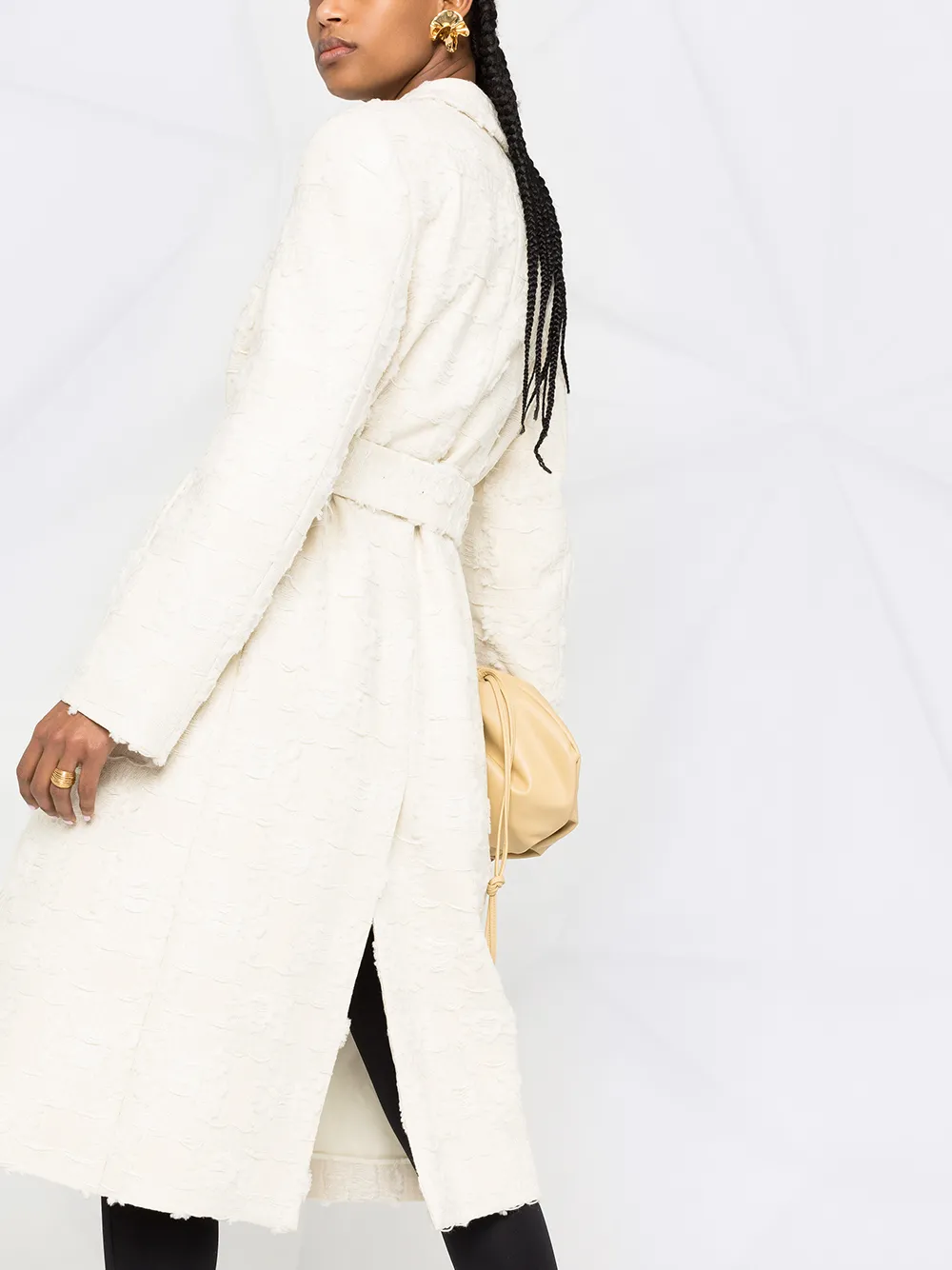 фото Jil sander твидовое пальто с поясом