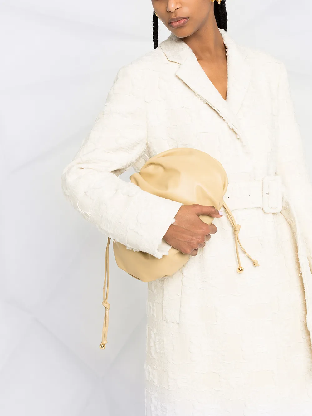 фото Jil sander твидовое пальто с поясом