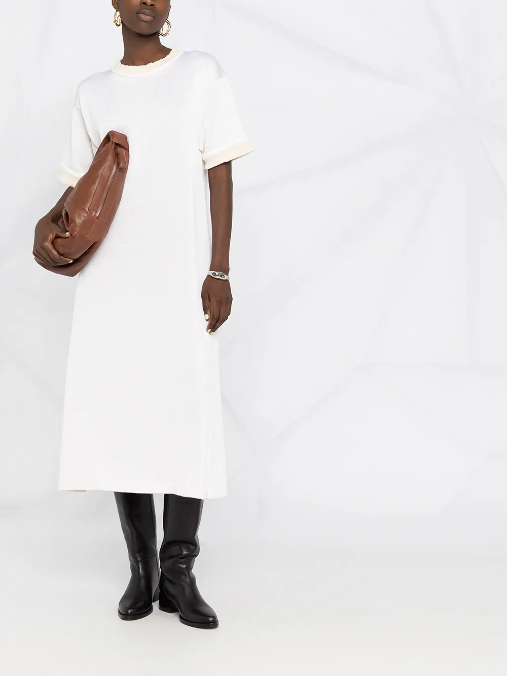 фото Jil sander платье миди с короткими рукавами