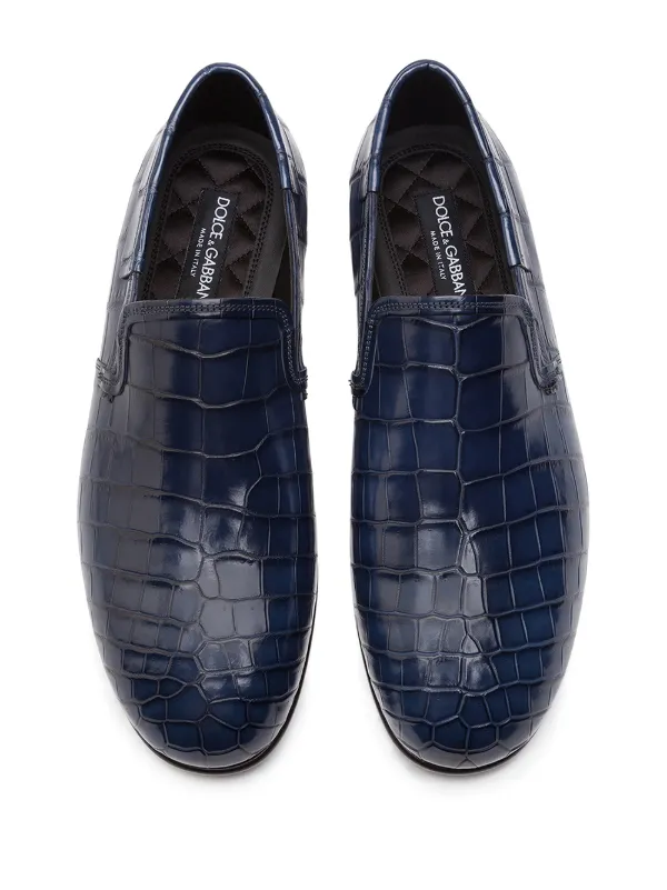 Dolce & Gabbana crocodile-embossed Leather Loafers | Blue | FARFETCH