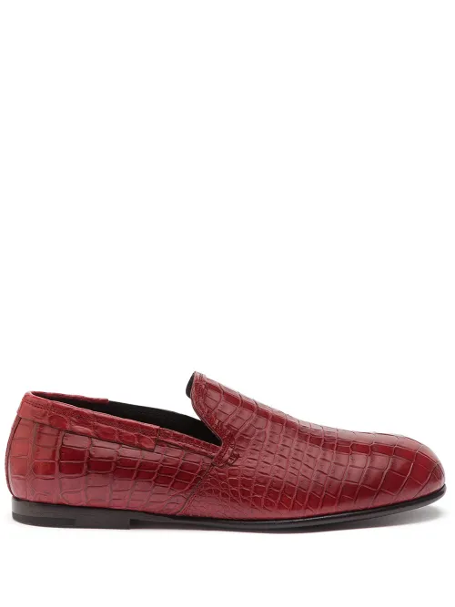 Mocassins en cuir à effet peau de crocodile - Dolce & Gabbana - Modalova