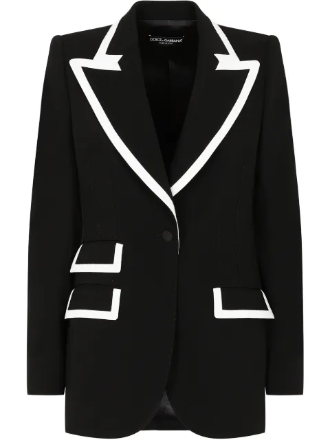 Dolce & Gabbana Blazer de lã mista com listras contrastantes