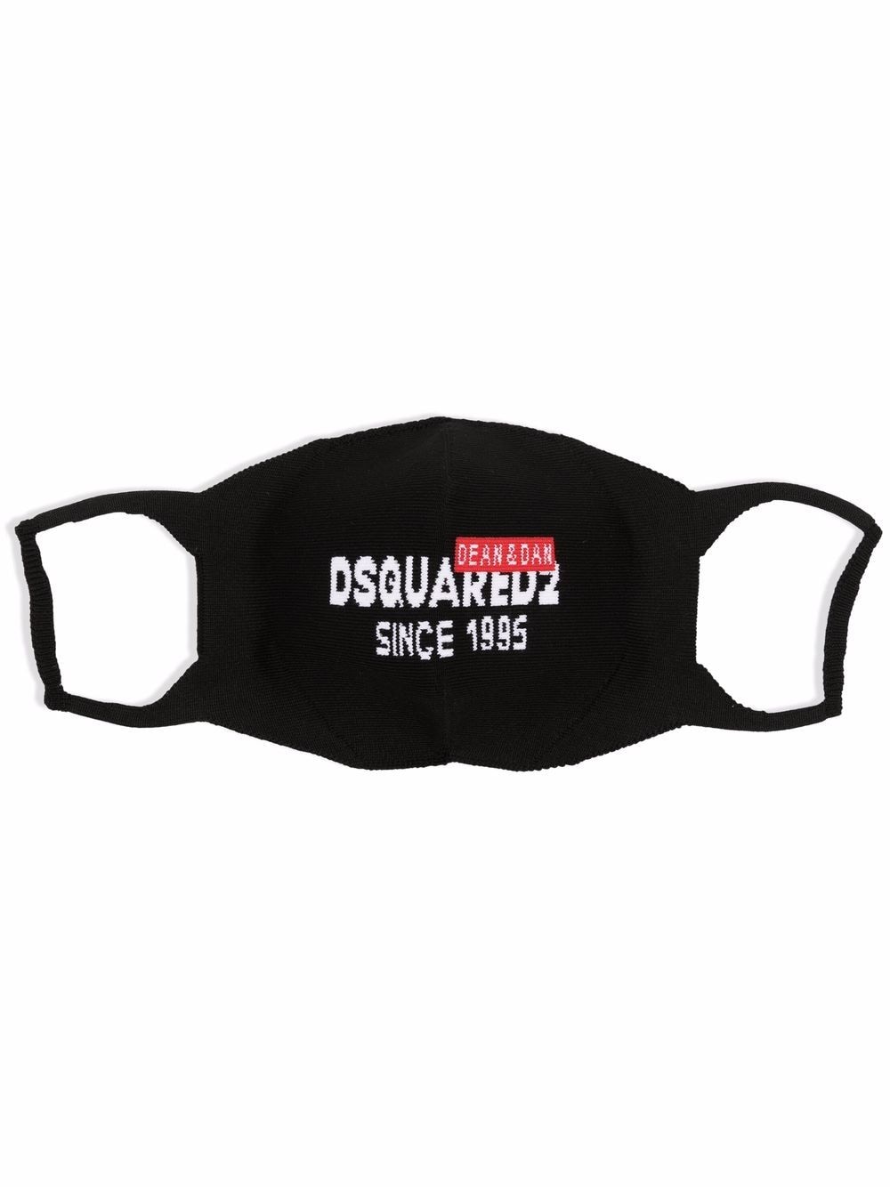 Dsquared2 Intarsia Knit-logo Face Mask In Black