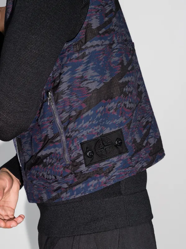 Stone Island Shadow Project abstract-print Utility Gilet | Purple 