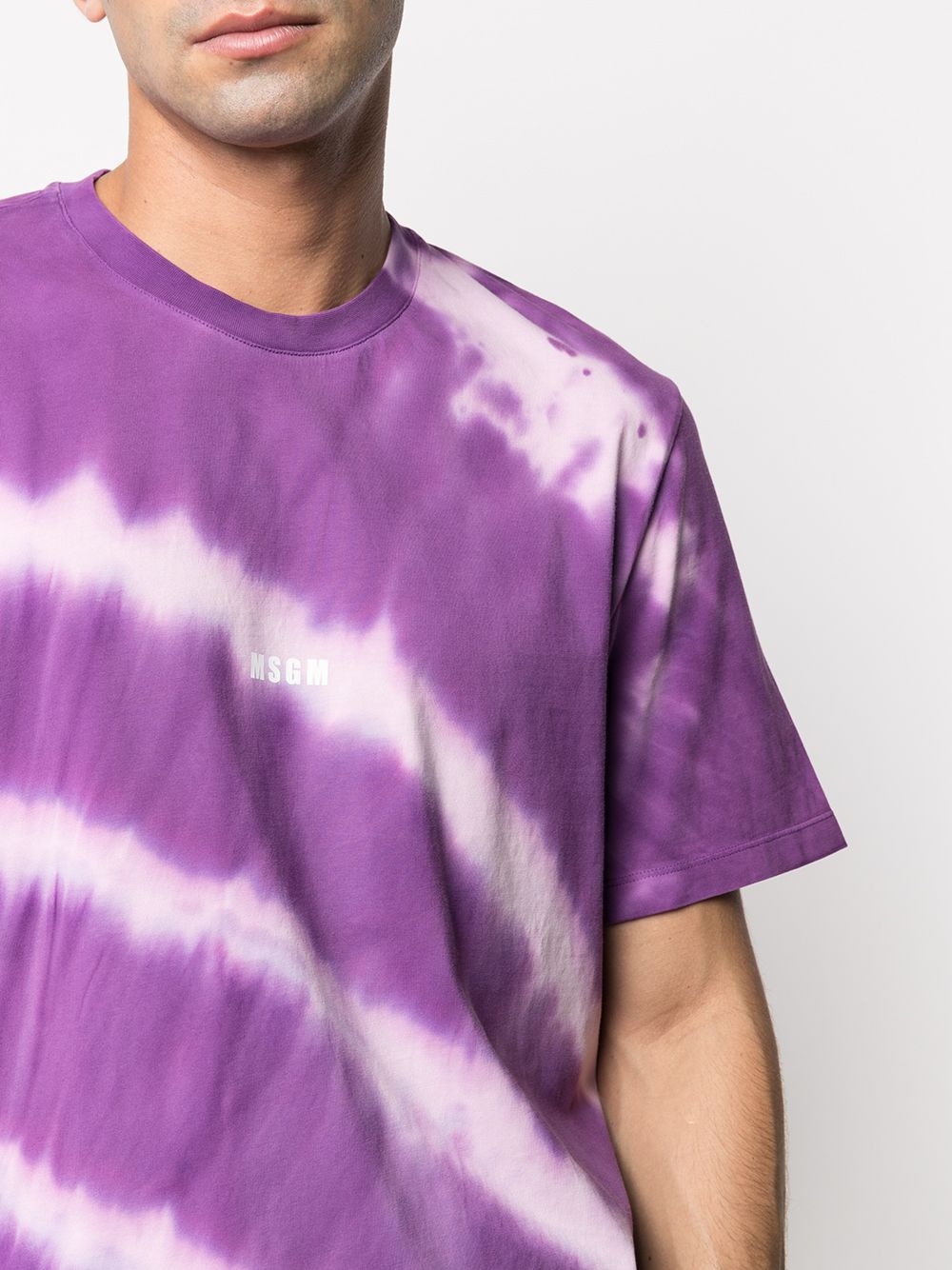 Shop Msgm Tie-dye Print T-shirt In Purple