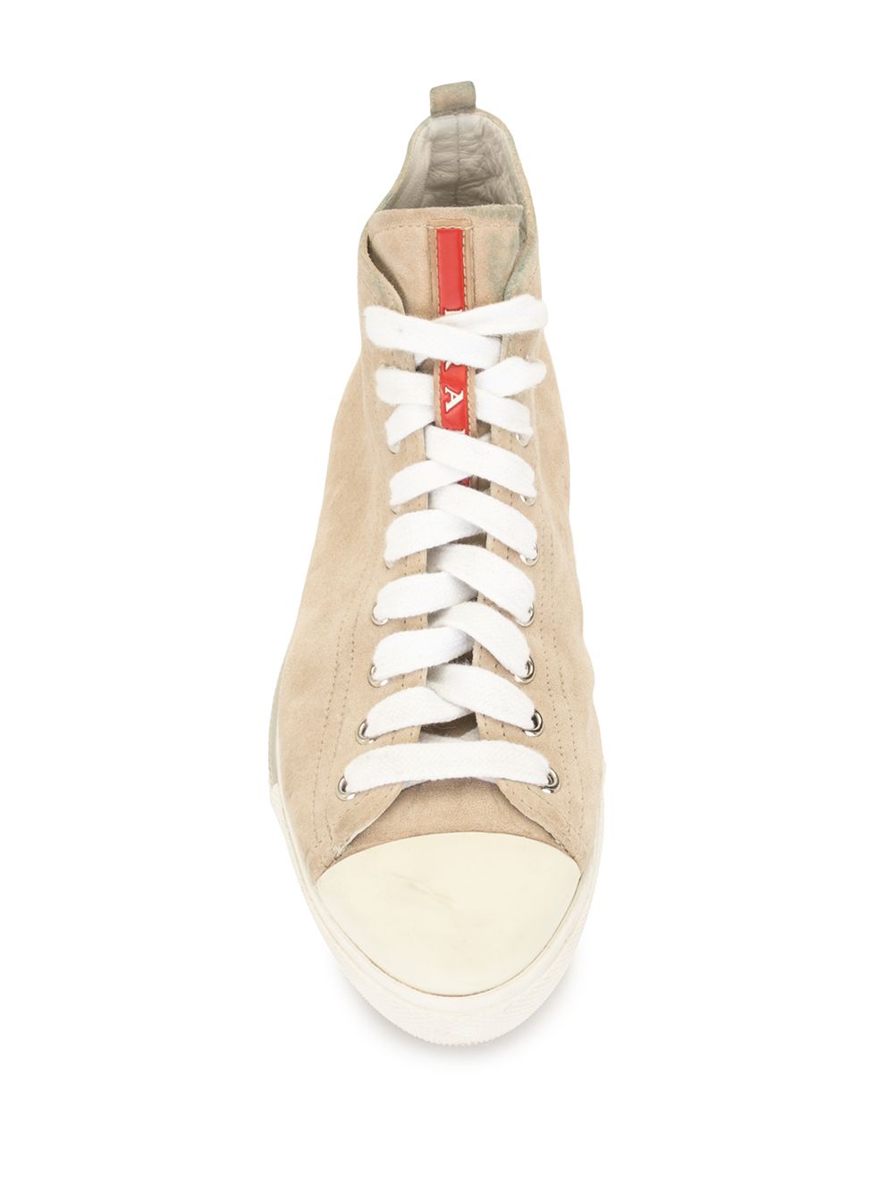 Pre-owned Prada High-top Leather Trainers In Neutrals