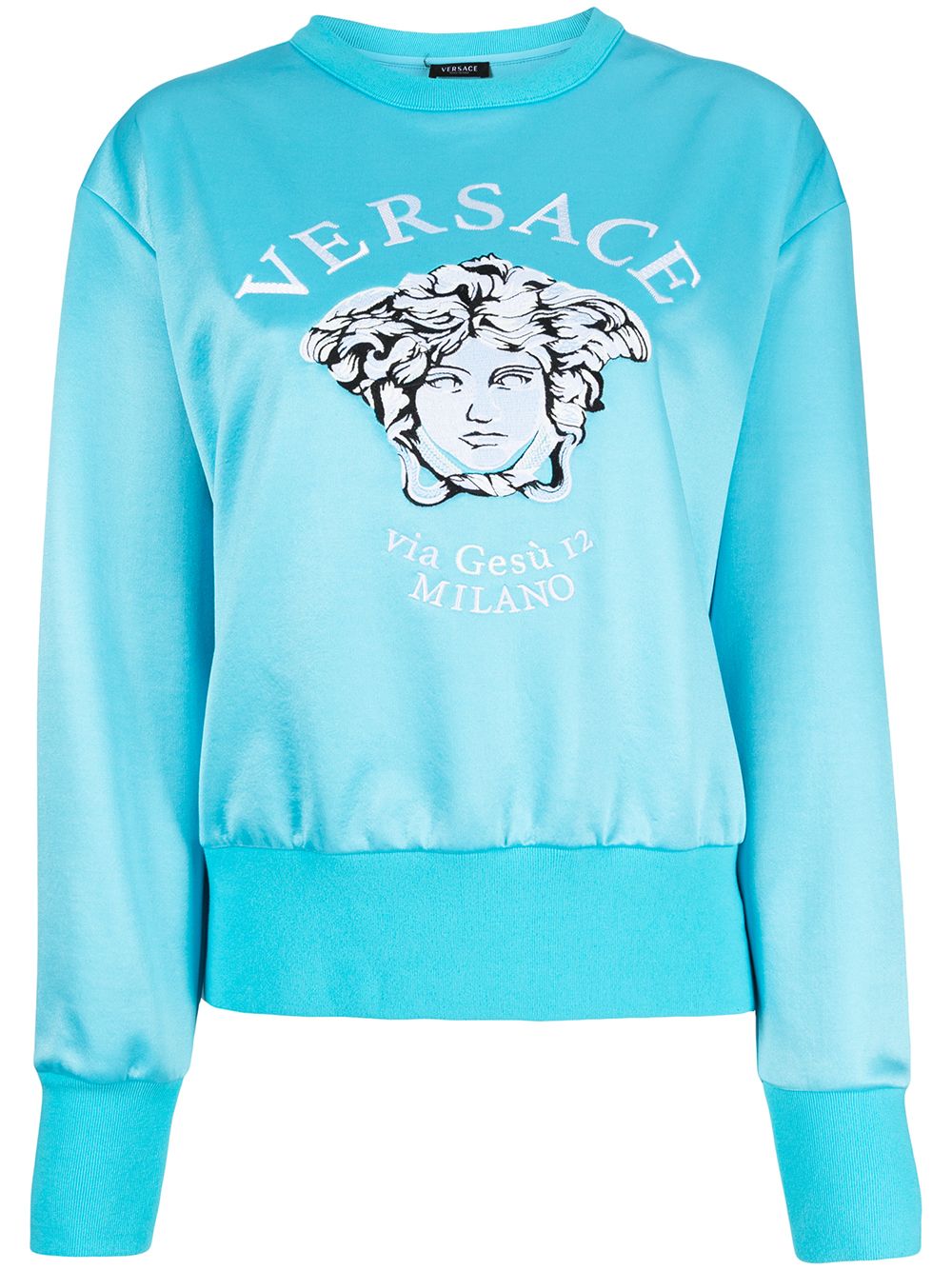 VERSACE EMBROIDERED MEDUSA CREW NECK SWEATSHIRT