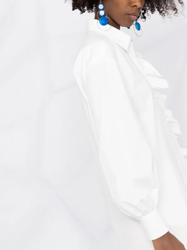 MSGM Ruffle Detail Shirt Dress | White | FARFETCH