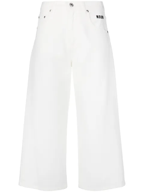 MSGM logo-print cropped jeans