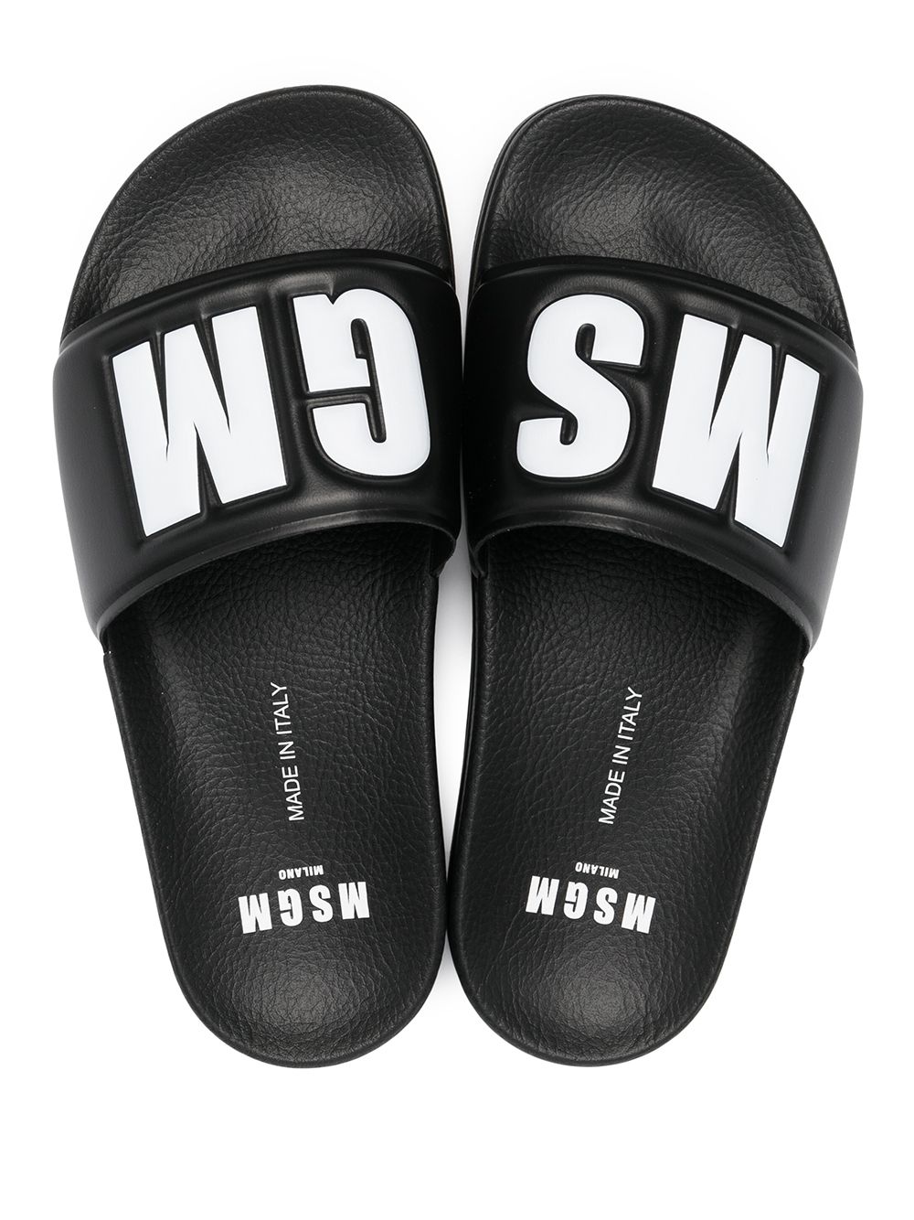 Shop Msgm Logo-print Slides In Black