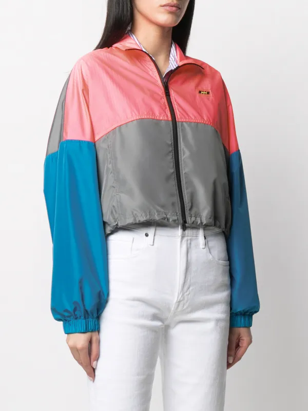 hooded panelled windbreaker