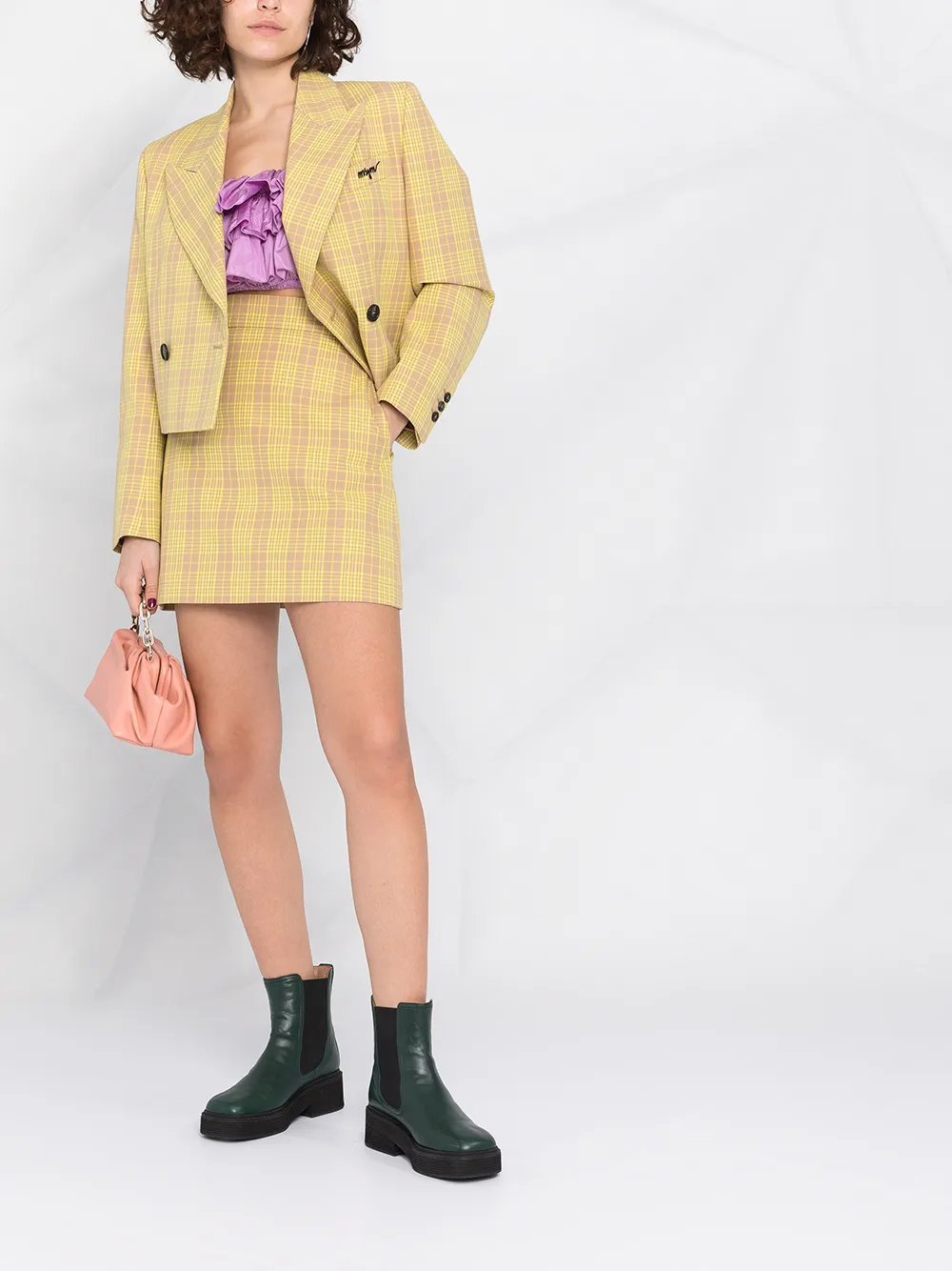 фото Msgm клетчатая юбка с завышенной талией